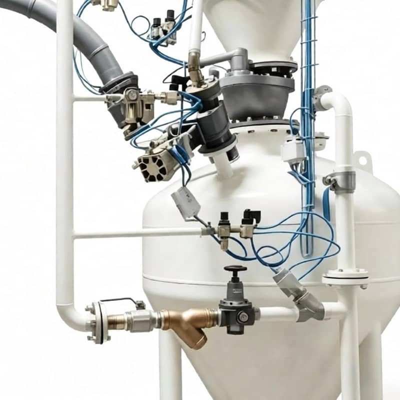 Fully automatic bin pump positive pressure conveying system